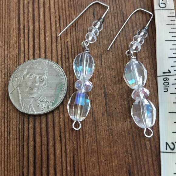 *Crystal Ladies Dangle Beaded Earrings, Handmade Ladies Earrings - Picture 2 of 2